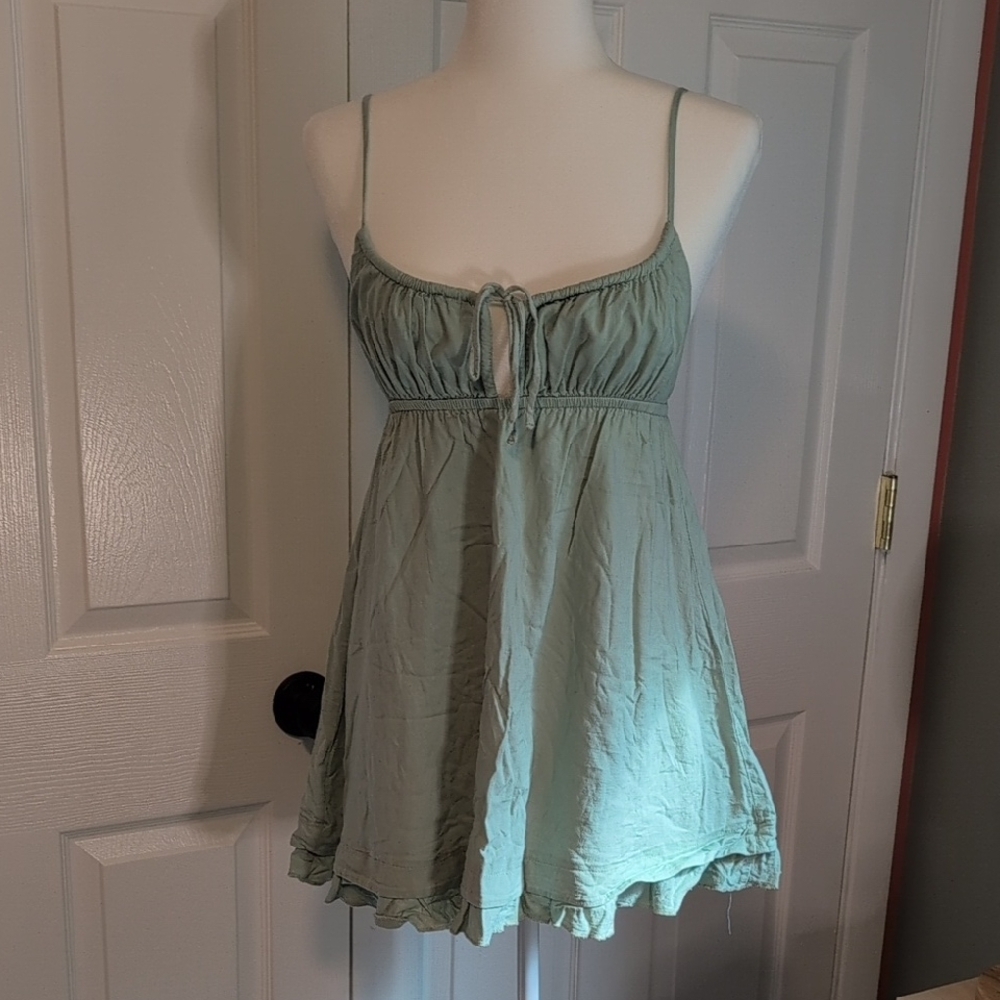 Princess Polly Sage Green Mini Babydoll Dress Size 4